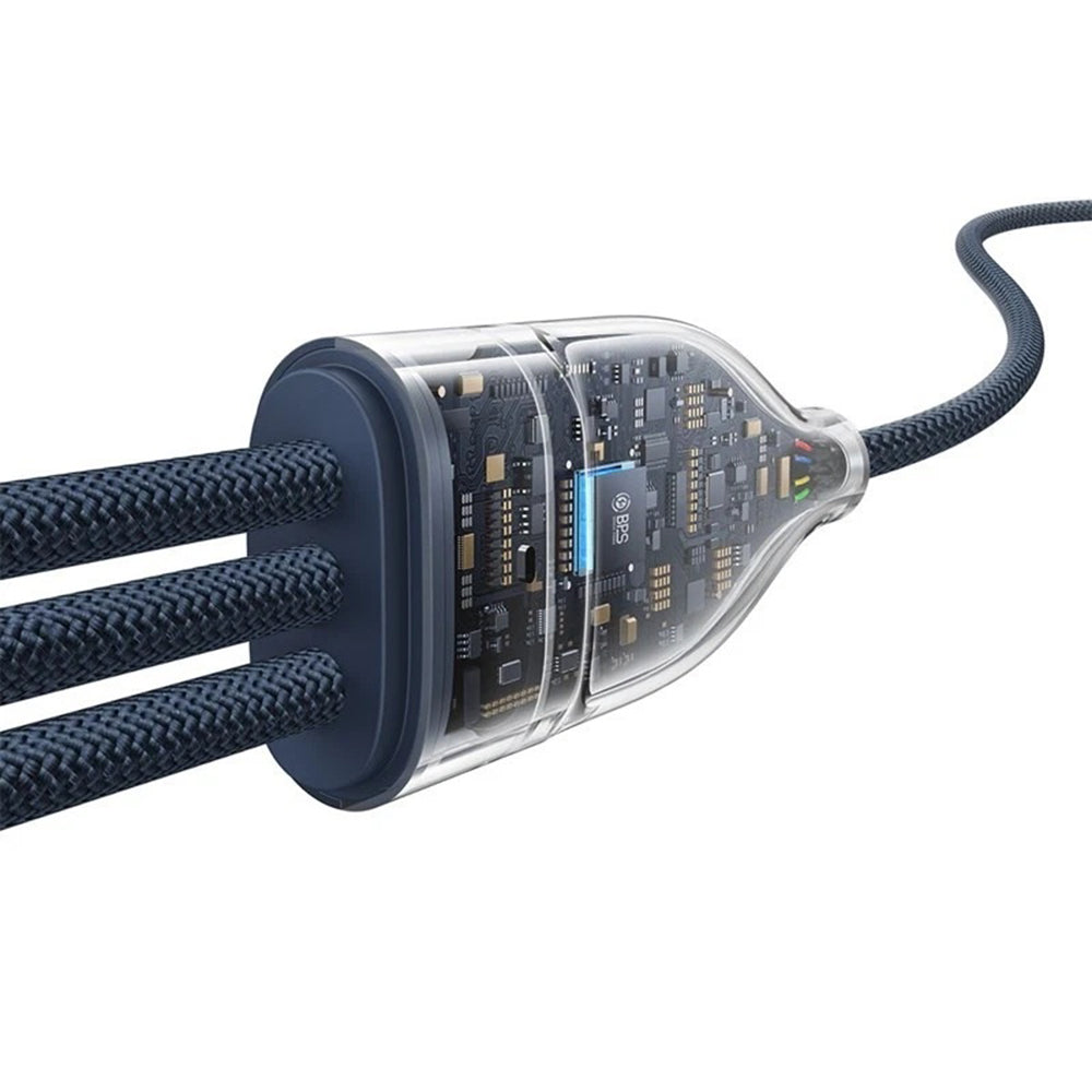 USB-C Ladekabel - 3 x USB-C Baseus Flash Series III 3in1, 100W, 1,5m, Blau P10377503321-00