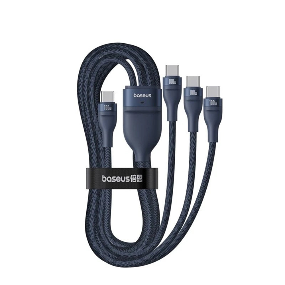 USB-C Ladekabel - 3 x USB-C Baseus Flash Series III 3in1, 100W, 1,5m, Blau P10377503321-00