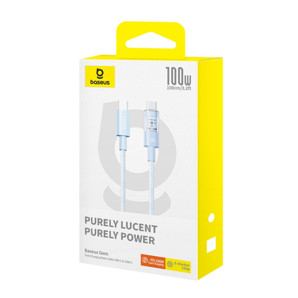 Câble de Données et de Charge USB-C - USB-C Baseus Gem, 100W, 1m, Bleu P10373000311-00