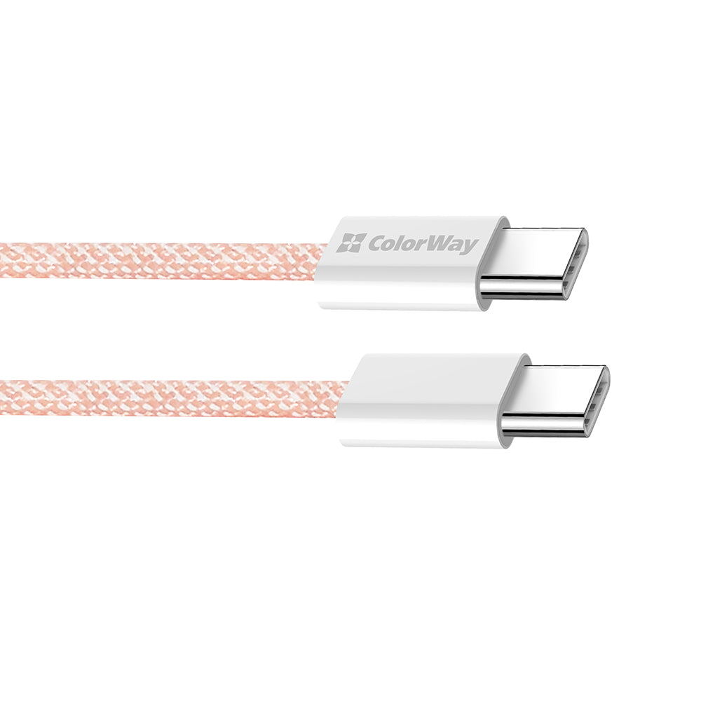 Câble de Données et de Charge USB-C - USB-C ColorWay CW-CBPDCC061, 60W, 1m, Rose