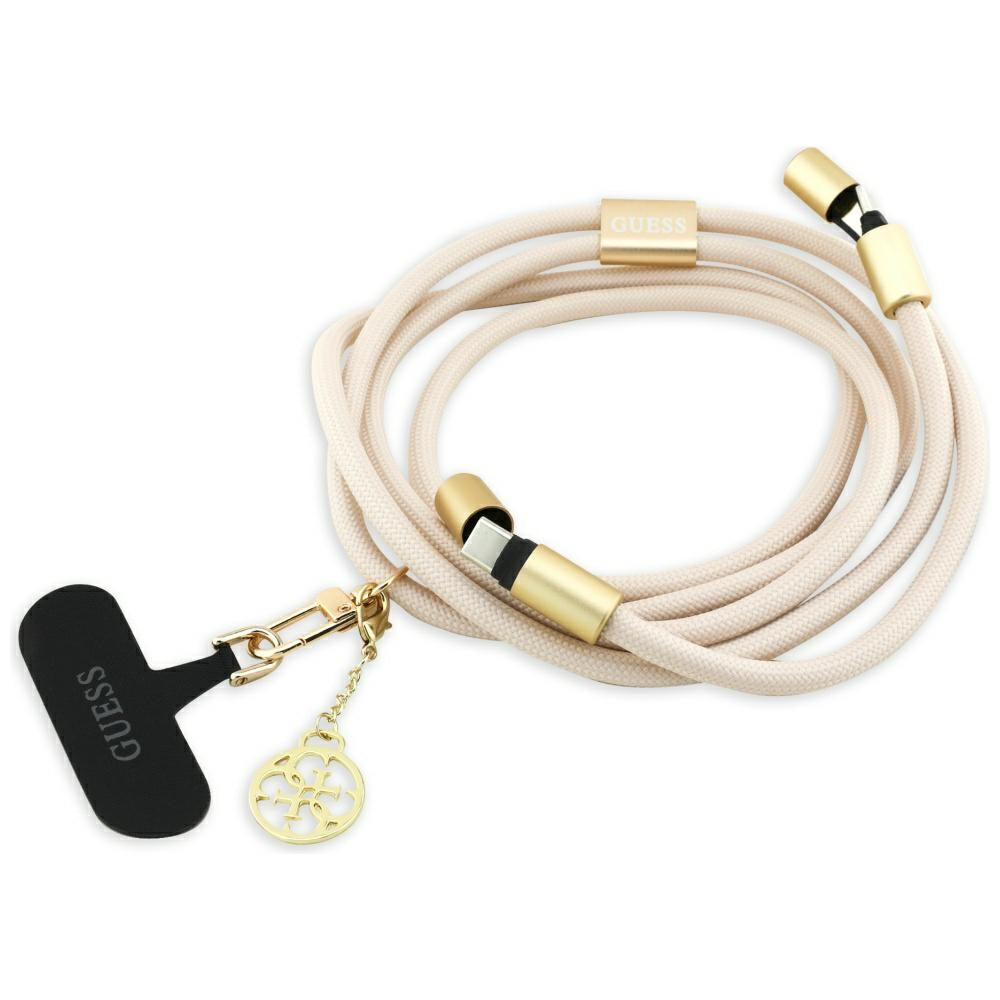 Daten- und Ladekabel USB-C - USB-C Guess CBDY 4G Charm, 100W, 1,5m, Beige