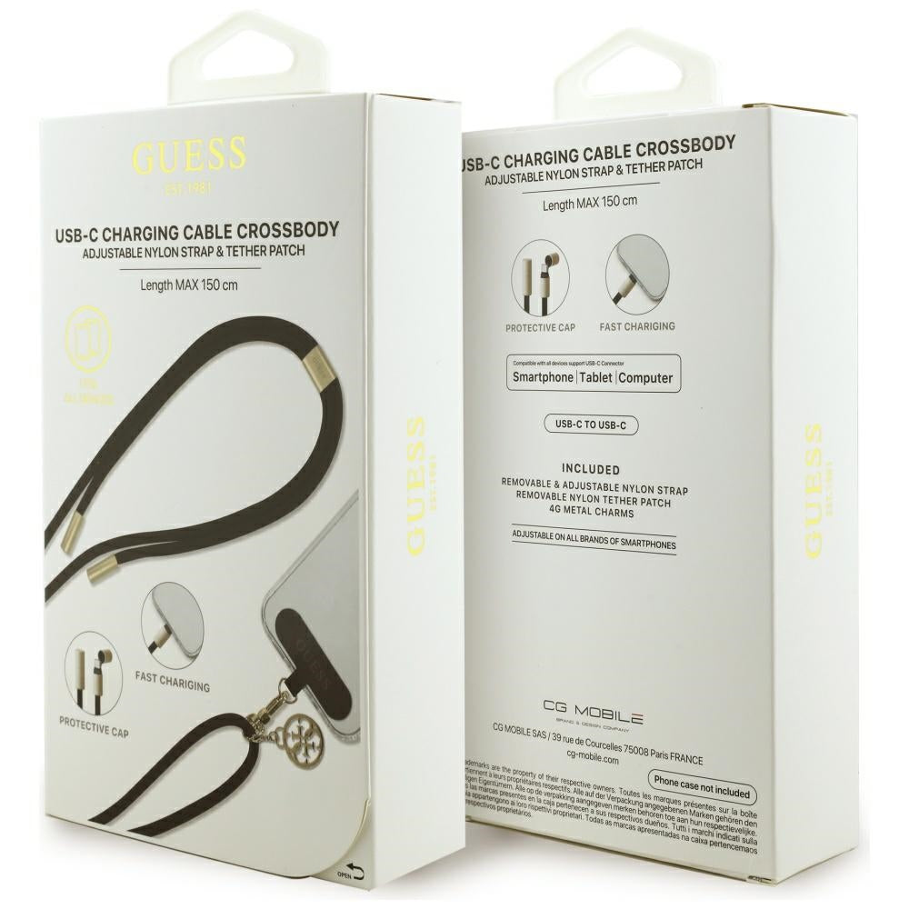 Cavo Dati e Ricarica USB-C - USB-C Guess CBDY 4G Charm, 100W, 1.5m, Nero