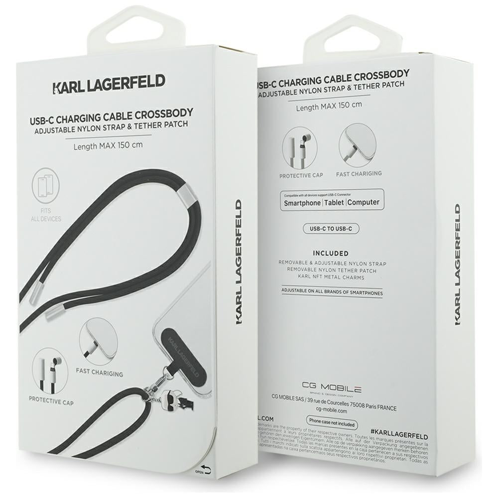Cavo Dati e Ricarica USB-C - USB-C Karl Lagerfeld Ikonik Charm, 100W, 1.5m, Nero