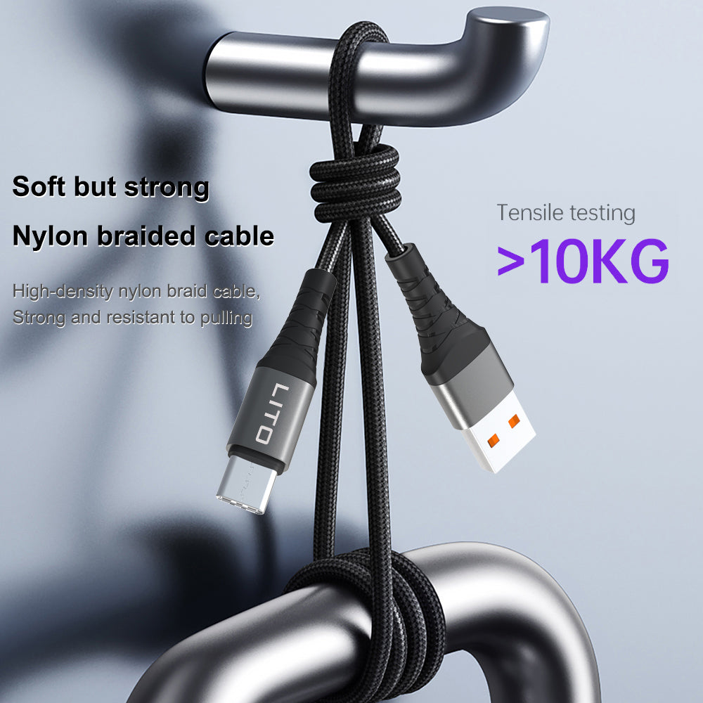 Câble de Données et de Charge USB-C - USB-C Lito LD08CC, 60W, 1m, Noir
