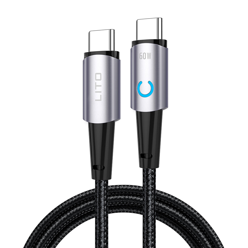 Câble de Données et de Charge USB-C - USB-C Lito LD10CC, 60W, 1m, Noir