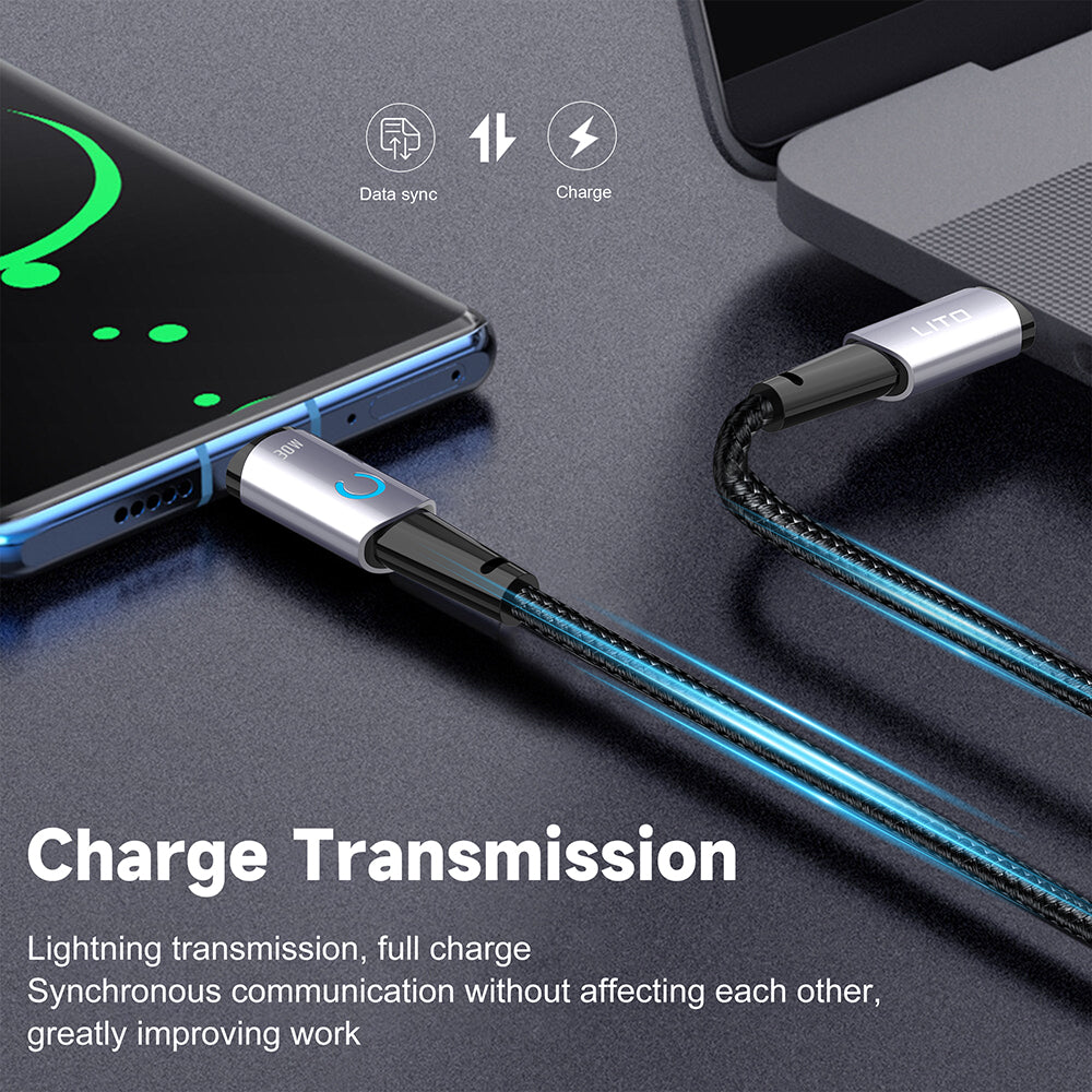 Câble de Données et de Charge USB-C - USB-C Lito LD10CC, 60W, 1m, Noir