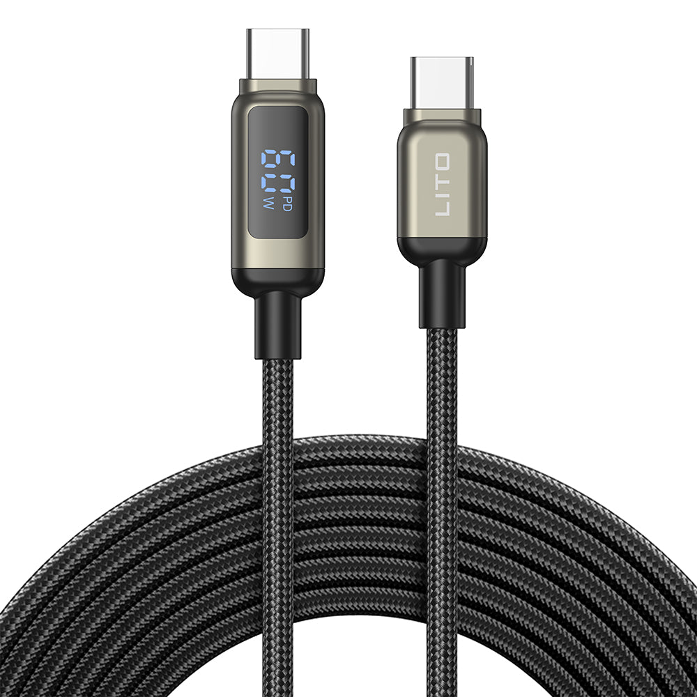 Cavo Dati e Ricarica USB-C - USB-C Lito LD15 Display, 60W, 1m, Nero