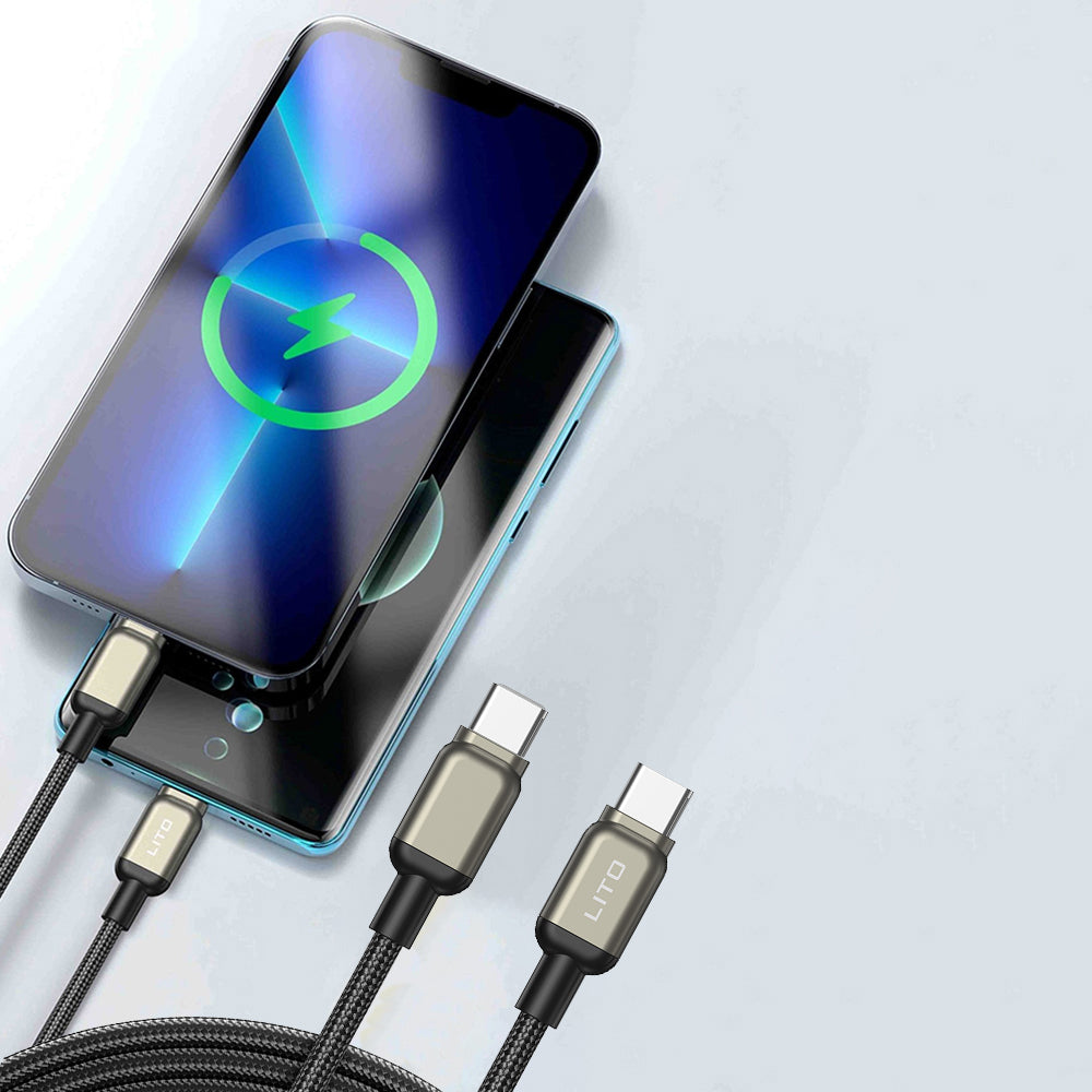 Câble de Données et de Charge USB-C - USB-C Lito LD17, 100W, 1m, Noir