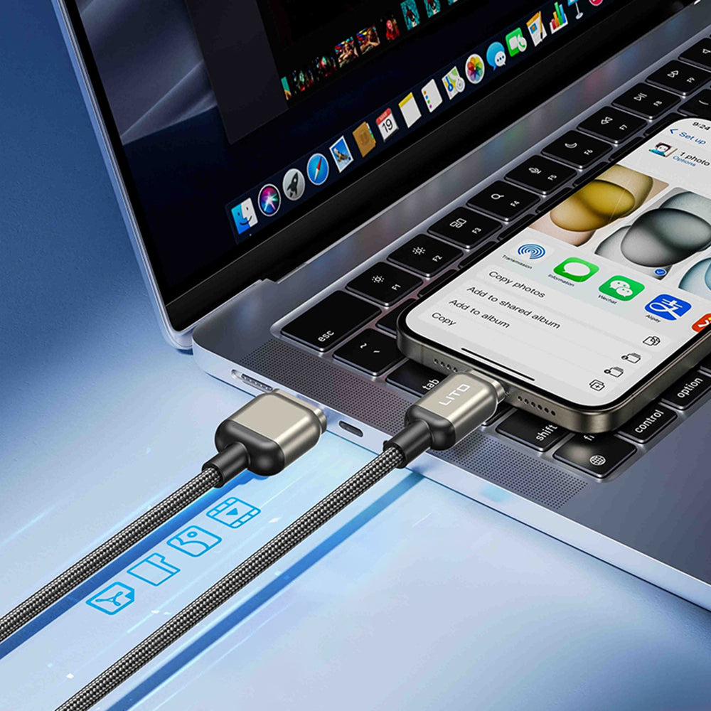 Câble de Données et de Charge USB-C - USB-C Lito LD17, 100W, 1m, Noir