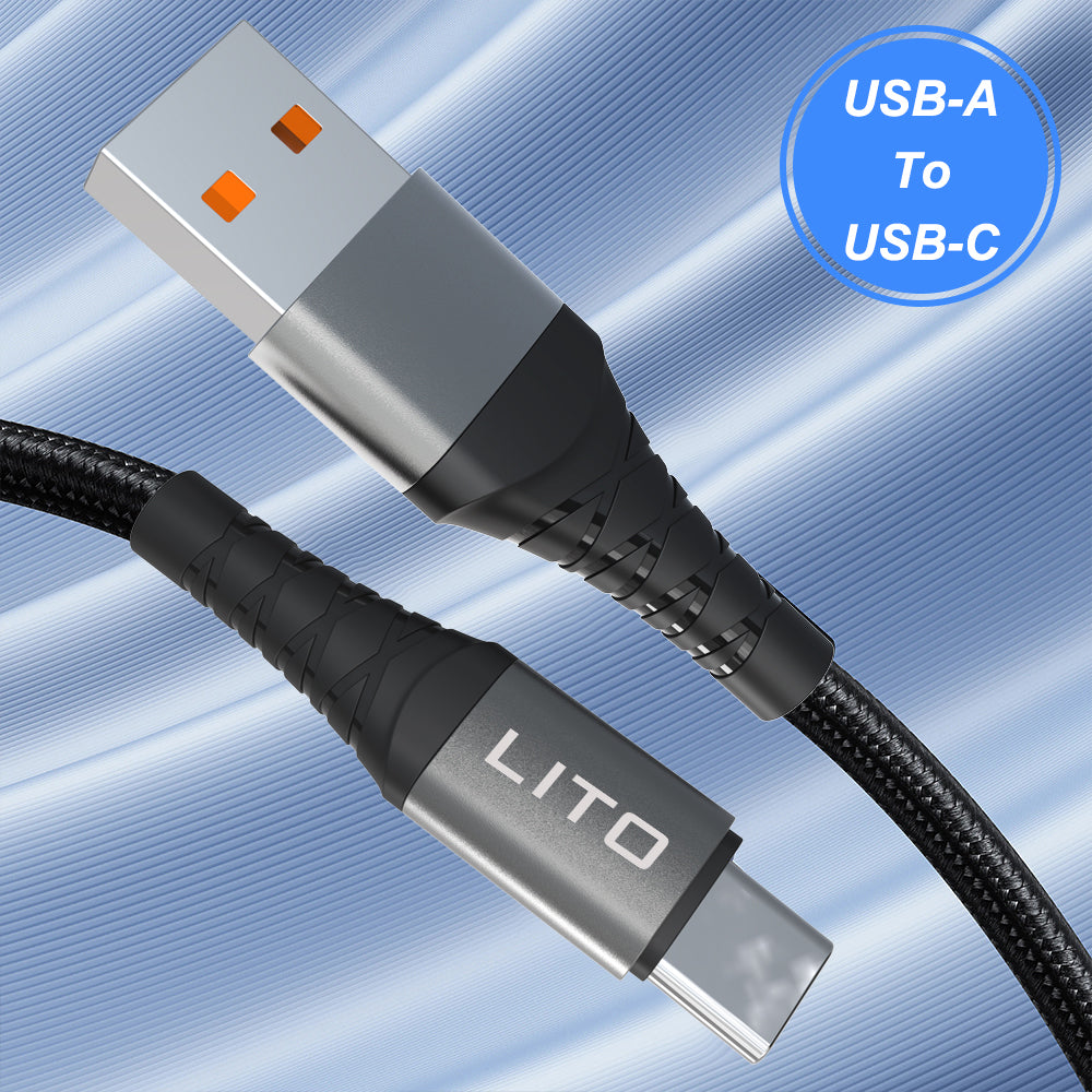 Câble de Données et de Charge USB-C - USB-C Lito LD22CC, 60W, 2m, Noir