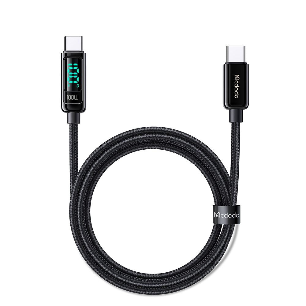 Câble de Données et de Charge USB-C - USB-C McDodo CA-8820 Display, 100W, 1.2m, Noir