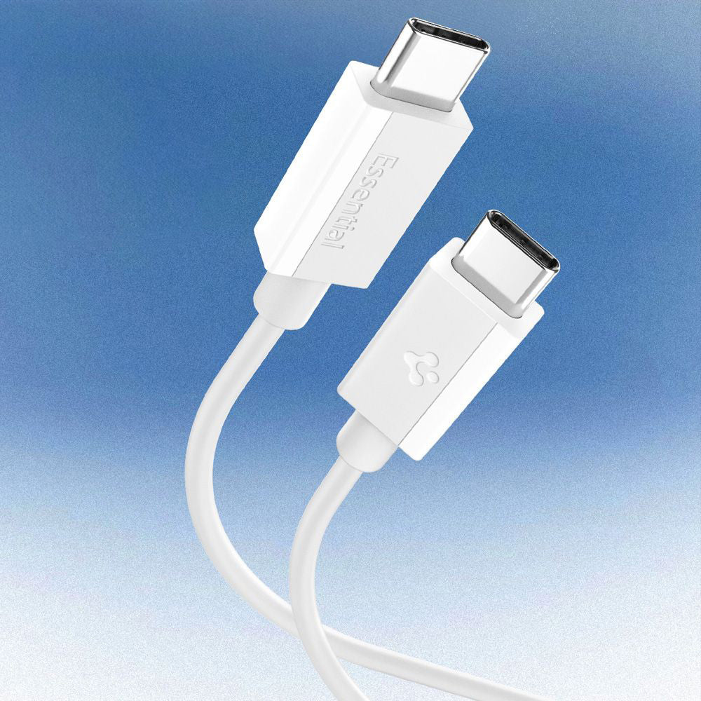 Câble de Données et de Charge USB-C - USB-C Spigen Essential, 60W, 2m, Blanc ACA08719
