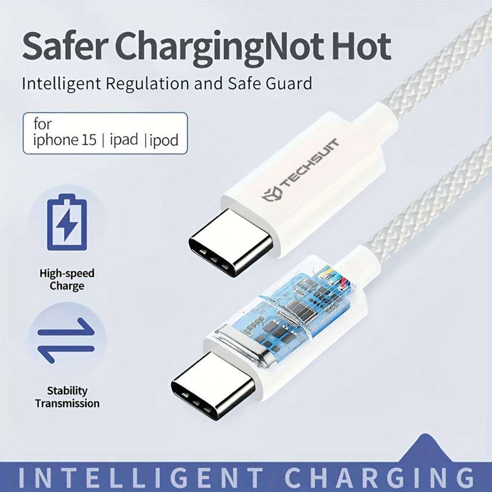 Cavo Dati e Ricarica USB-C - USB-C Techsuit PCB114D, 60W, 1m, Giallo