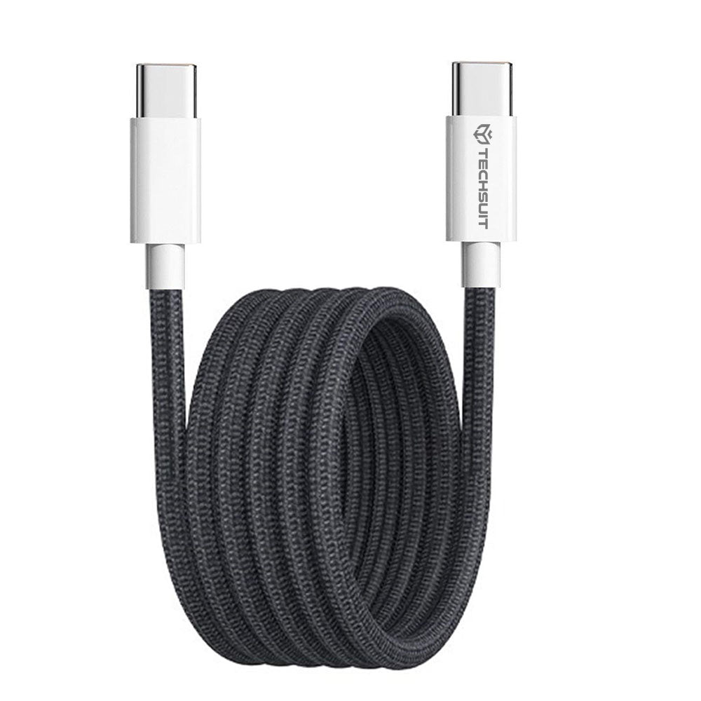 Câble de Données et de Charge USB-C - USB-C Techsuit PCB114D, 60W, 1m, Noir