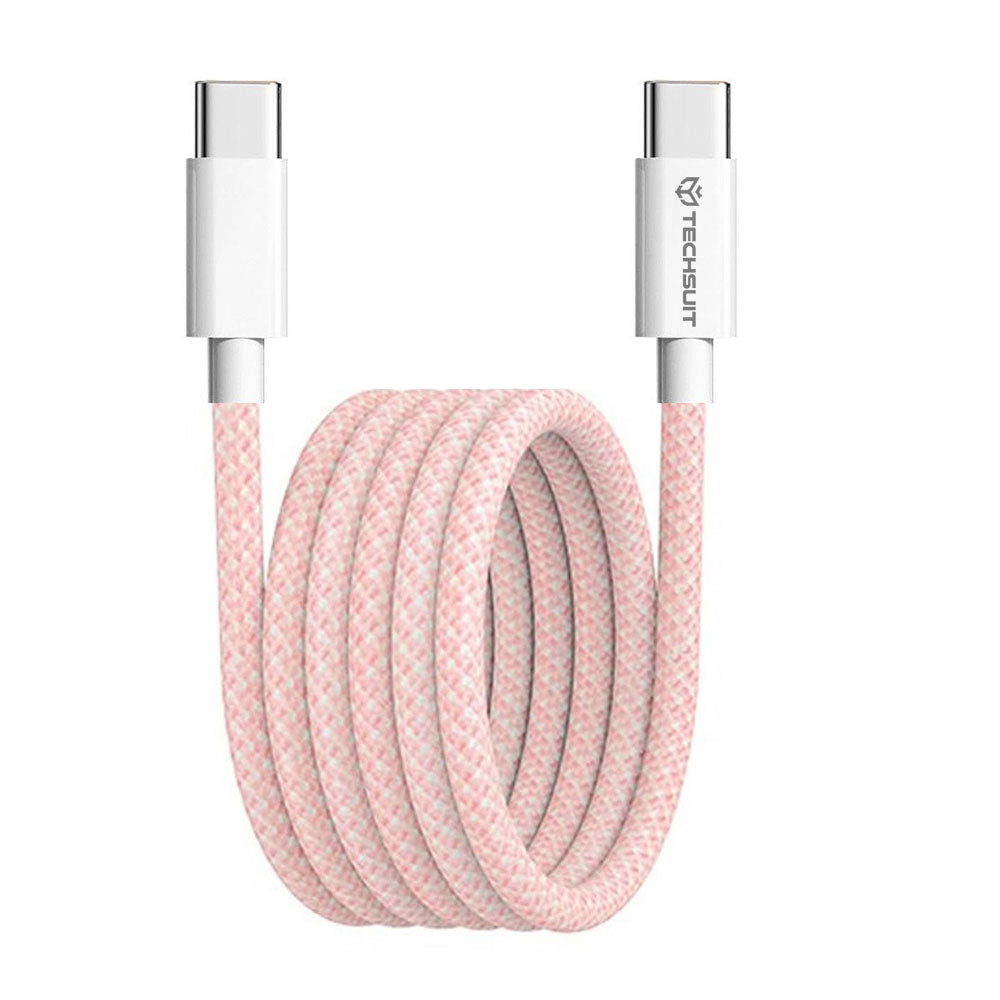 Câble de Données et de Charge USB-C - USB-C Techsuit PCB114D, 60W, 1m, Rose