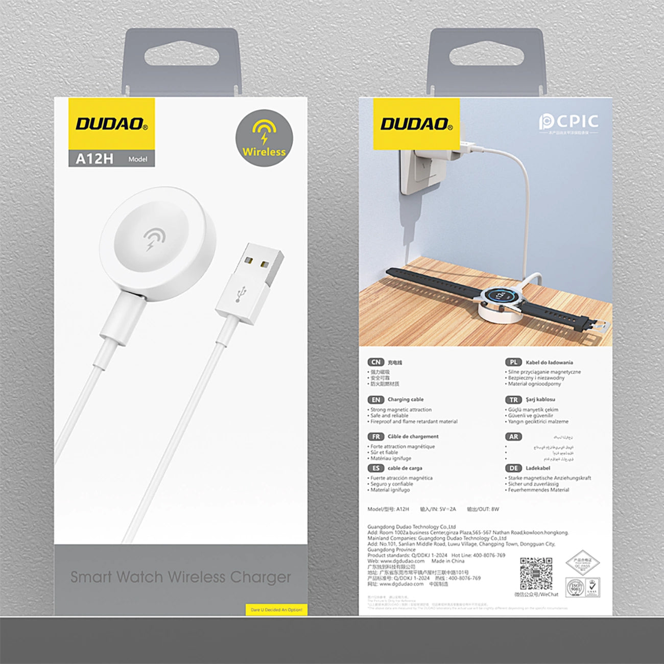 Dudao A12H Wireless-Ladegerät für Huawei Watch Series, USB-A, Weiß