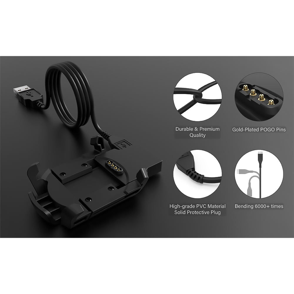 Cavo di Ricarica Techsuit TGC5 per Garmin Fenix 3 Sapphire / 3 HR / 3, USB-A, Nero