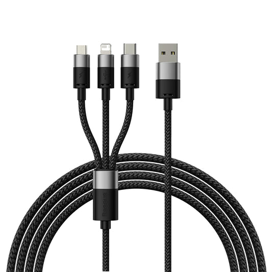 Ladekabel USB-A - Lightning / microUSB / USB-C Baseus StarSpeed 3in1, 18W, 1.2m, Schwarz CAXS000001 CAXS000001