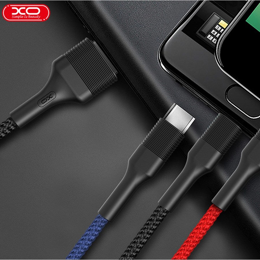 Cavo di Ricarica USB-A - Lightning / microUSB / USB-C XO Design NB54, 18W, 1.2m, Multicolore