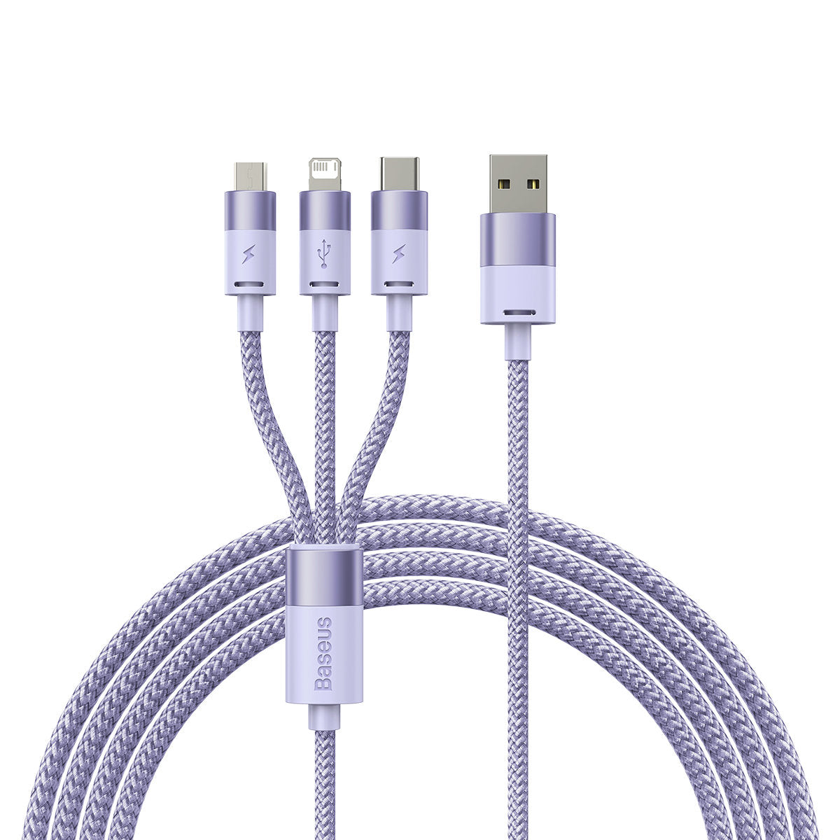 Cavo di Ricarica USB-A - Lightning / microUSB / USB-C Baseus StarSpeed 3in1, 20W, 1.2m, Viola CAXS000005