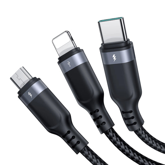 Cavo di Ricarica USB-A - Lightning / microUSB / USB-C Joyroom S-A18 3in1, 20W, 0.3m, Nero