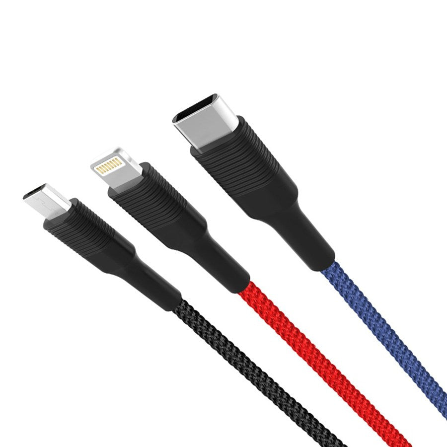 Cavo di Ricarica USB-A - Lightning / microUSB / USB-C XO Design NB54, 18W, 1.2m, Multicolore
