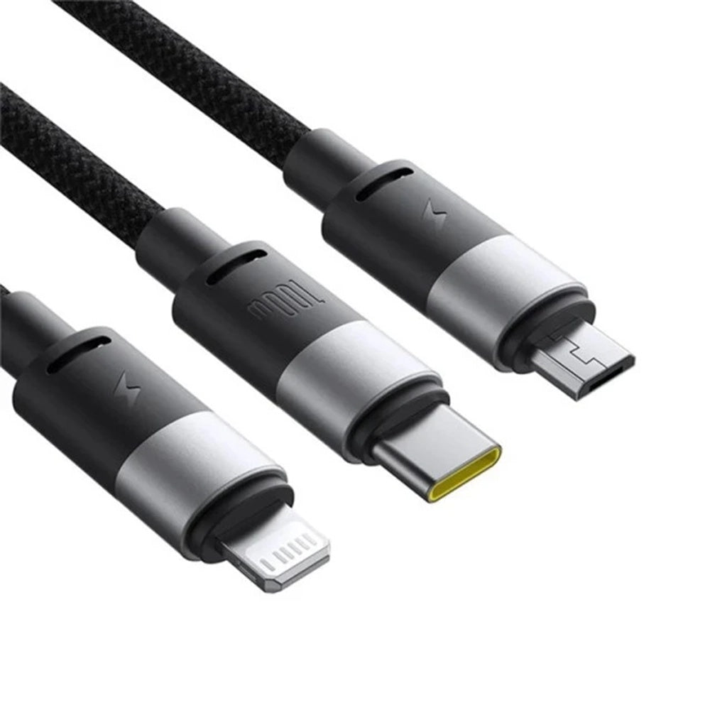 USB-A - Lightning / microUSB / USB-C Baseus StarSpeed 3in1 Ladekabel, 100W, 1,5m, Schwarz P10319900111-01