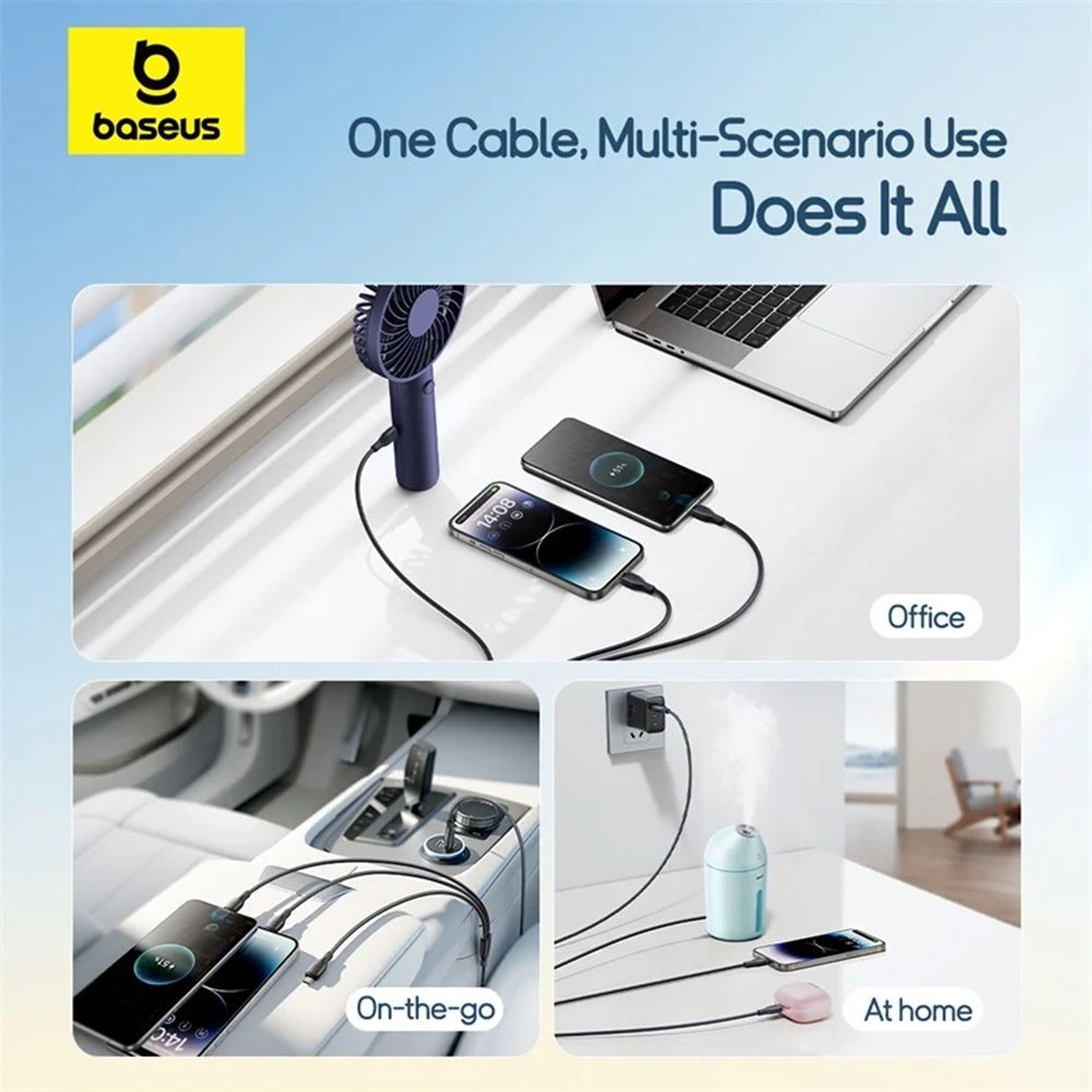 Cavo di Ricarica USB-A - Lightning / microUSB / USB-C Baseus Ultra Fast 3in1, 18W, 1.3m, Nero P10376303121-00