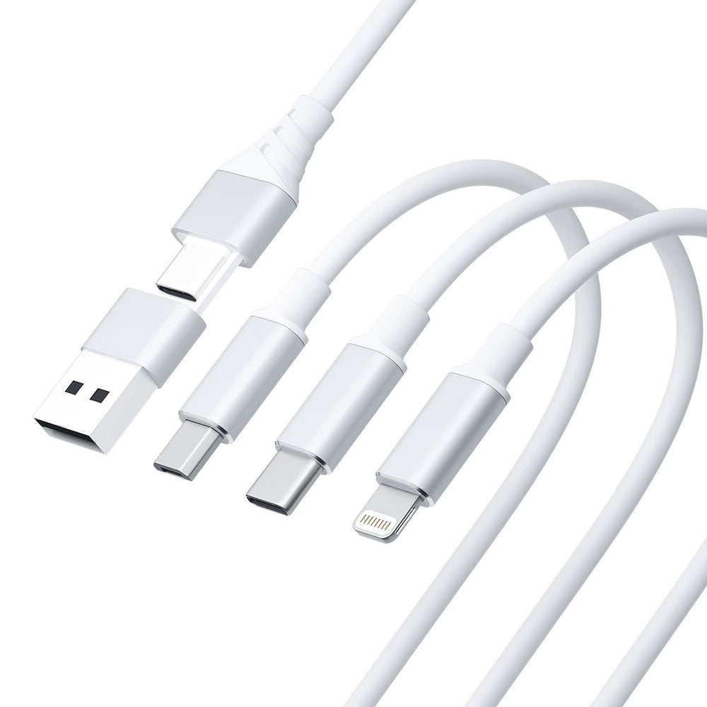 Câble de Chargement USB-A / USB-C - Lightning / microUSB / USB-C 3MK Hyper 3in1, 12W, 1.5m, Blanc