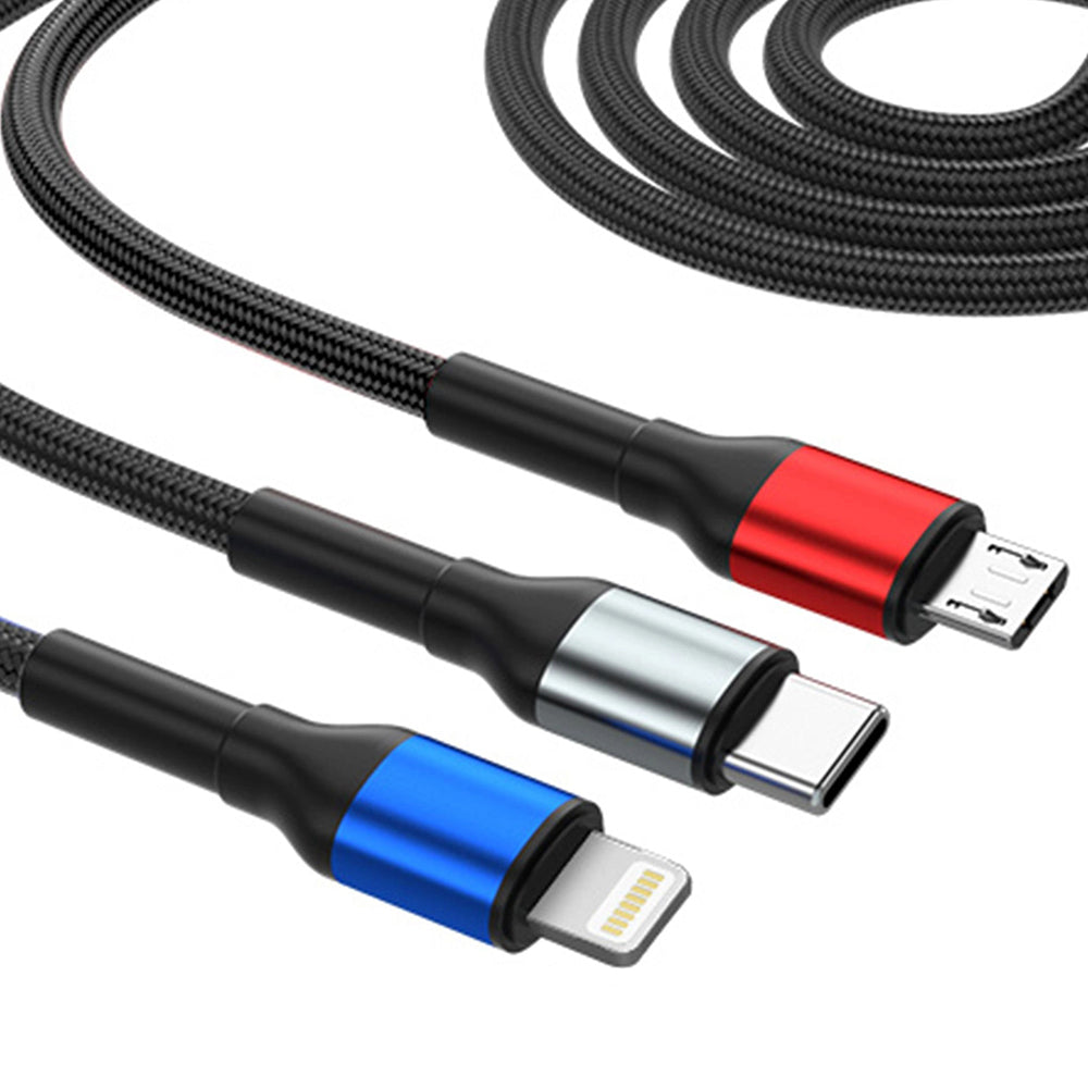Cavo di Ricarica USB-A / USB-C - Lightning / microUSB / USB-C 3MK Hyper N, 18W, 1.2m, Nero