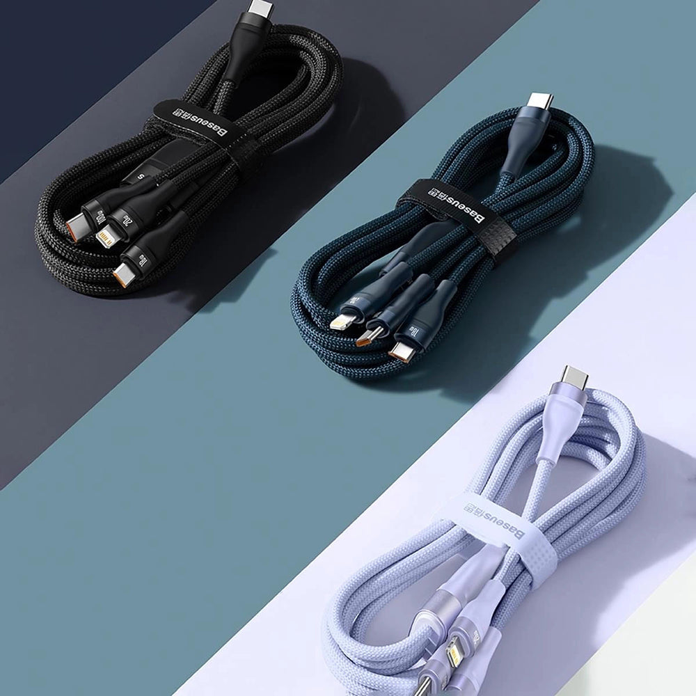 USB-C - Lightning / microUSB / USB-C Ladekabel Baseus Flash Series II 3in1, 100W, 1.5m, Blau P10382702121-01
