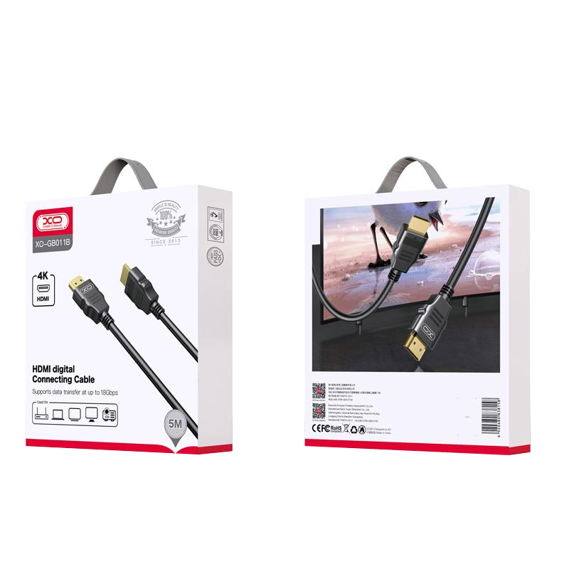 Video-Kabel XO Design GB011B, HDMI - HDMI, 4K, 5m, Schwarz