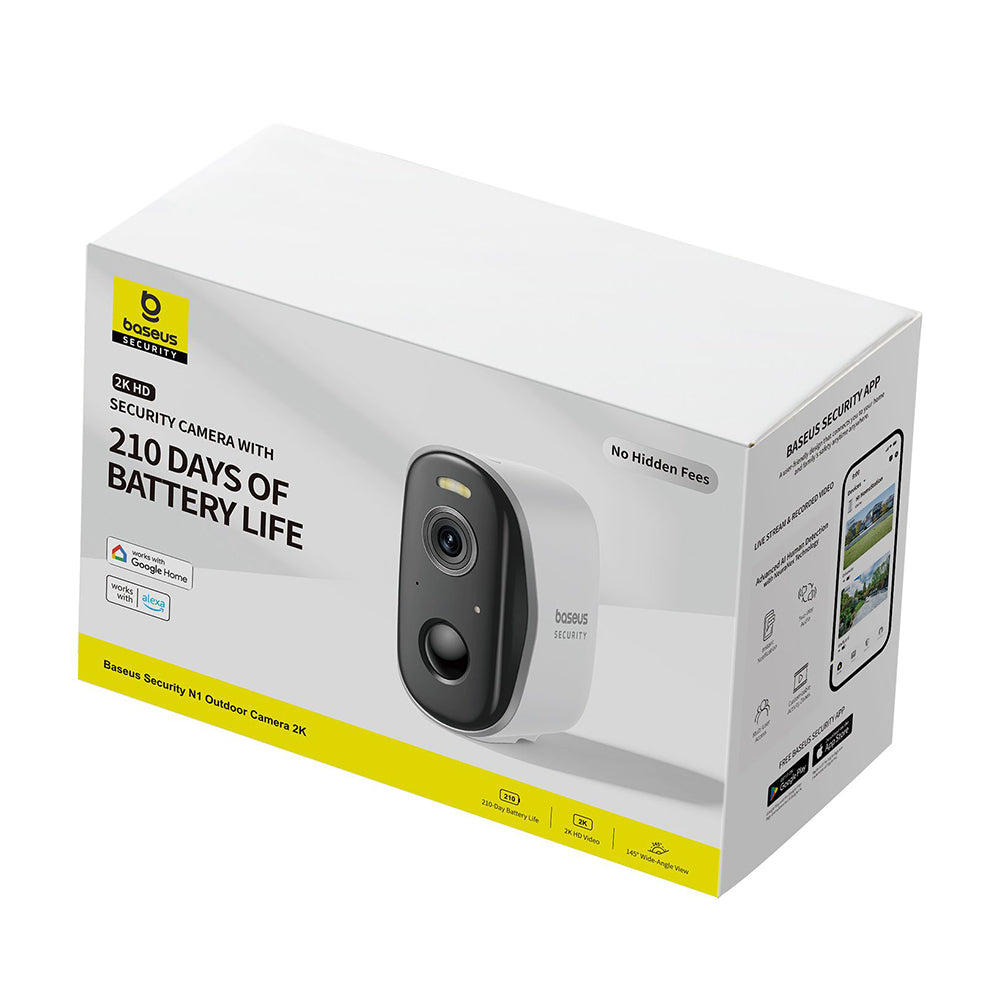 Caméra de Surveillance Baseus N1, Wi-Fi, 2K, IP67, Extérieur, Blanche S0TZ002130