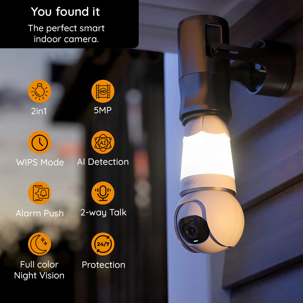Caméra de Surveillance Imou Bulb, Wi-Fi, 2K, Intérieur, Blanche IPC-S6DP-5M0WEB-E27