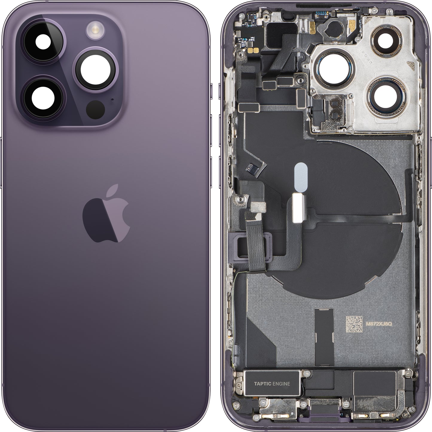 Batteriedeckel Apple iPhone 14 Pro, mit Mittelgehäuse, Vollständige Teile, Lila (Deep Purple), Swap