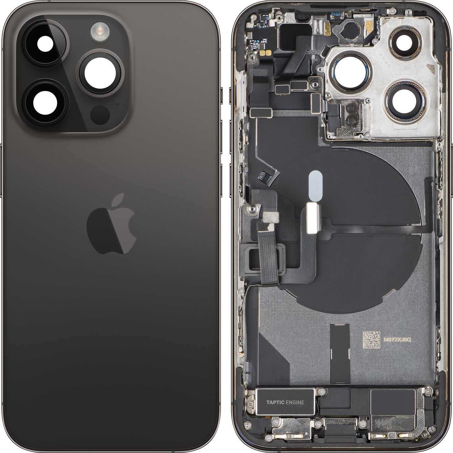 Akkuabdeckung Apple iPhone 14 Pro, mit Mittelgehäuse, Vollständige Teile, Schwarz (Space Black), Swap