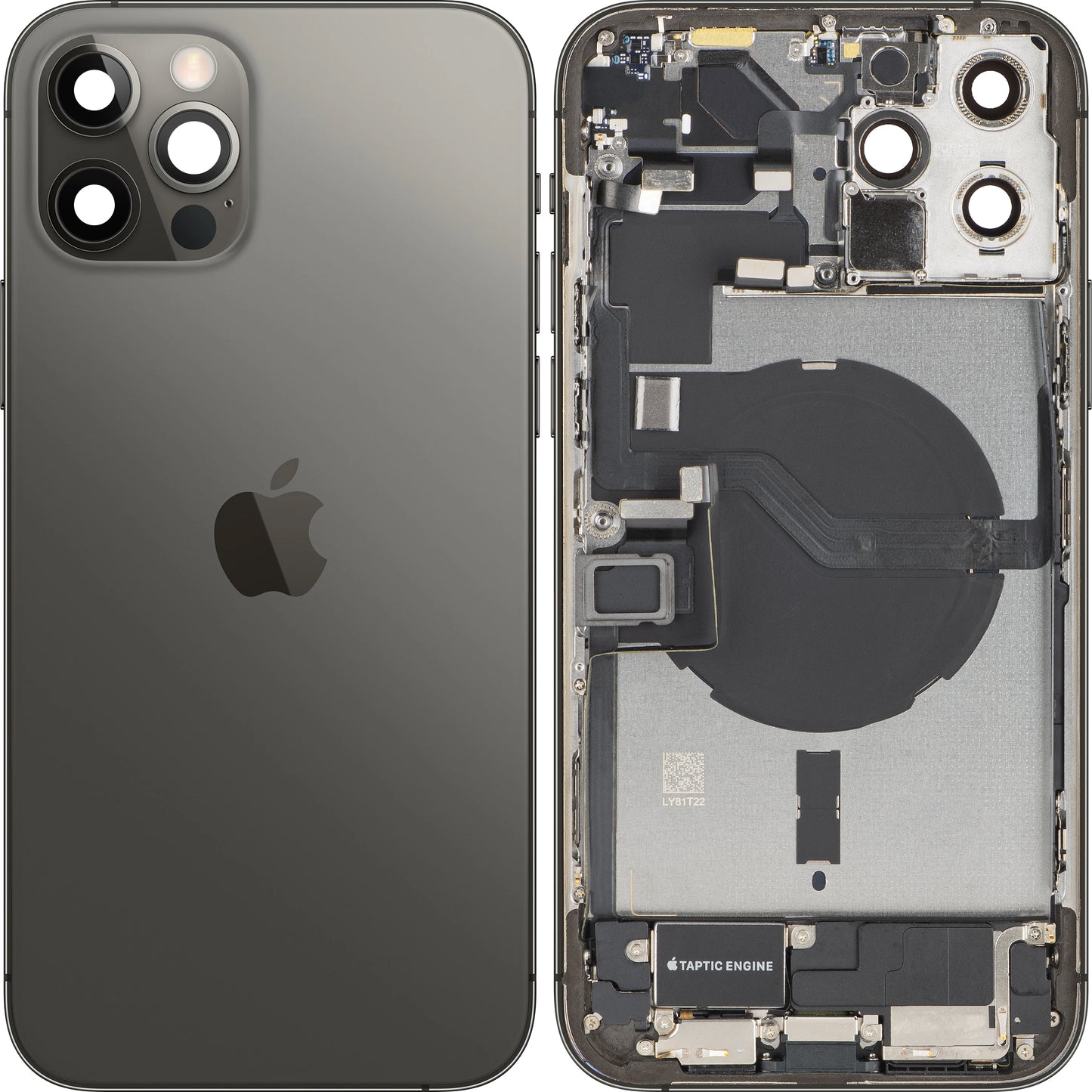 Akkuabdeckung Apple iPhone 12 Pro Max, mit Mittelgehäuse, Vollständige Teile, Grau (Graphite), Swap