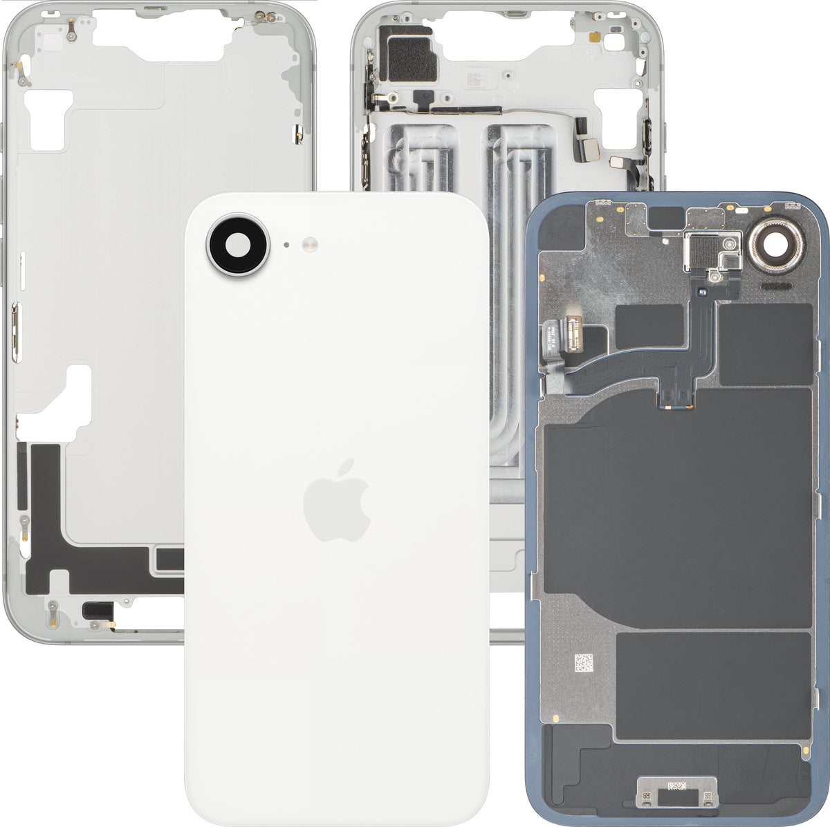 Coque Batterie Apple iPhone 16e, Avec Châssis Central, Blanc, Échange Premium