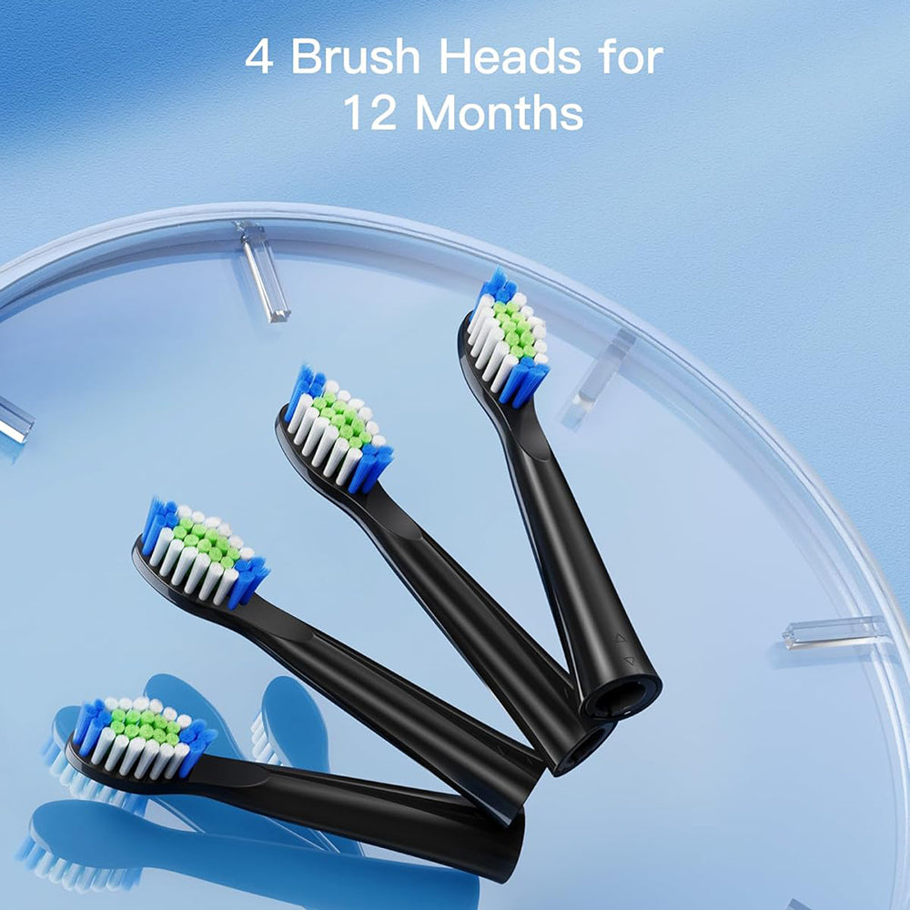 SDD2 Replacement Head for Bitvae D2 Electric Toothbrush, Set of 4, Black