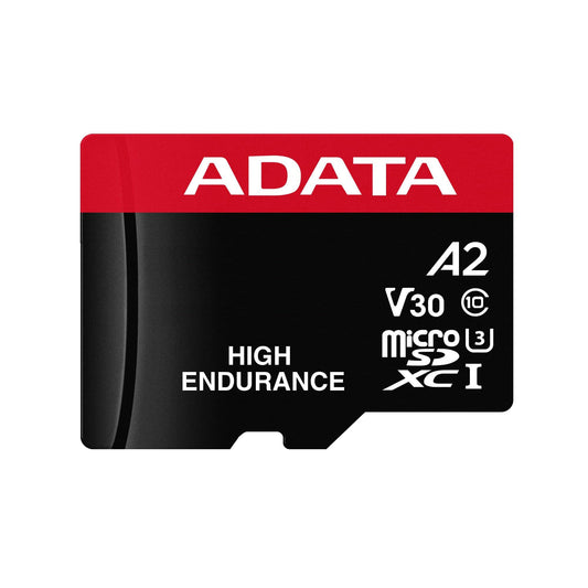 Carte Mémoire microSDXC Adata High Endurance, 64Gb, Classe 10 / UHS-1 U3, Avec Adaptateur AUSDX64GUI3V30SHA2-RA1