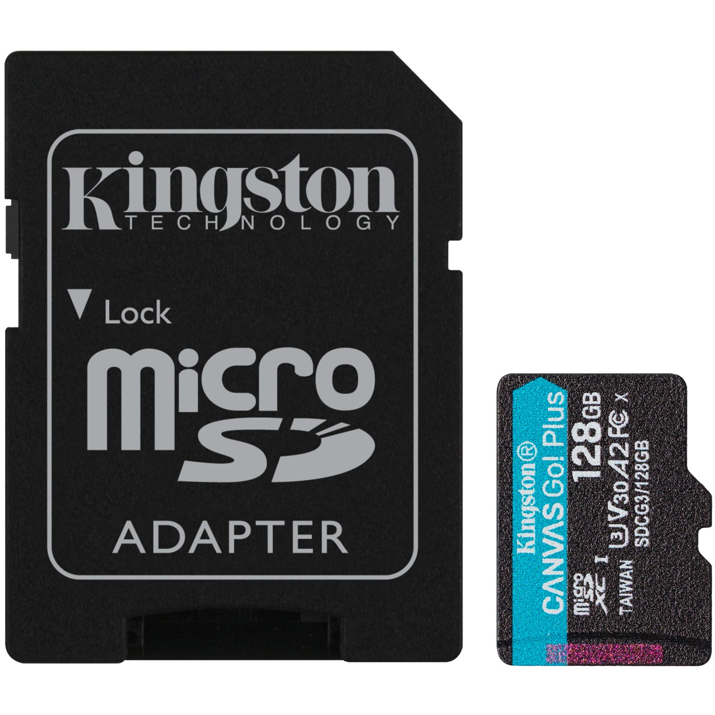 Scheda di memoria microSDXC Kingston Canvas Go Plus, 128Gb, Classe 10 / UHS-1 U3, con adattatore SDCG3/128GB