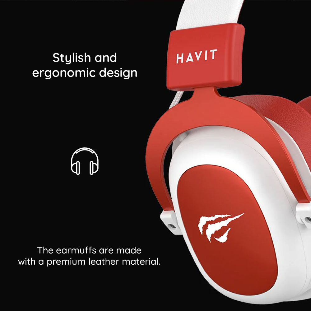 Casque Gaming 3.5mm HAVIT H2002D, 2m, Rouge