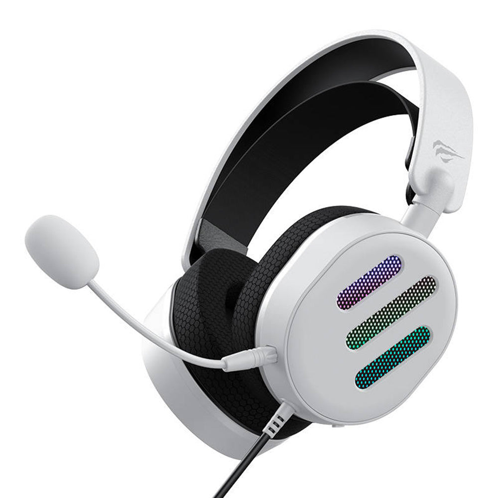 Cuffie Gaming 3.5mm HAVIT H2038U, RGB, 2.1m, Bianche