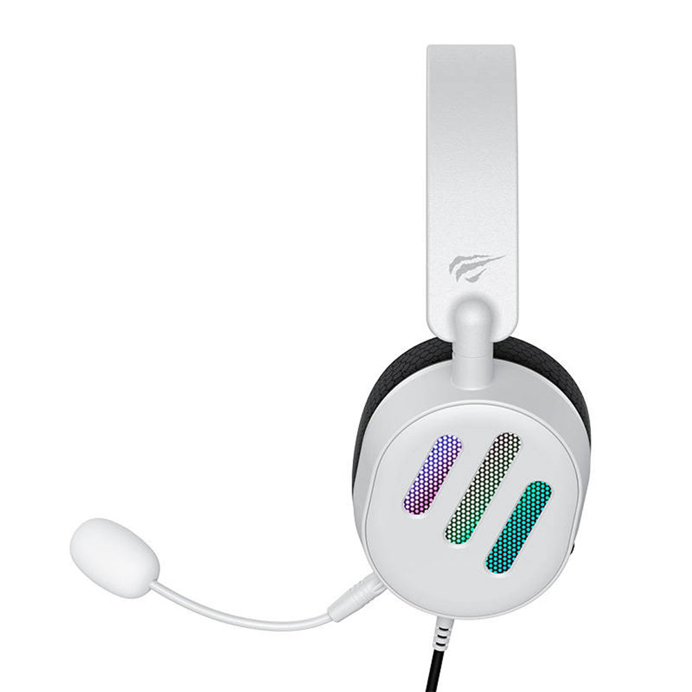 Cuffie Gaming 3.5mm HAVIT H2038U, RGB, 2.1m, Bianche
