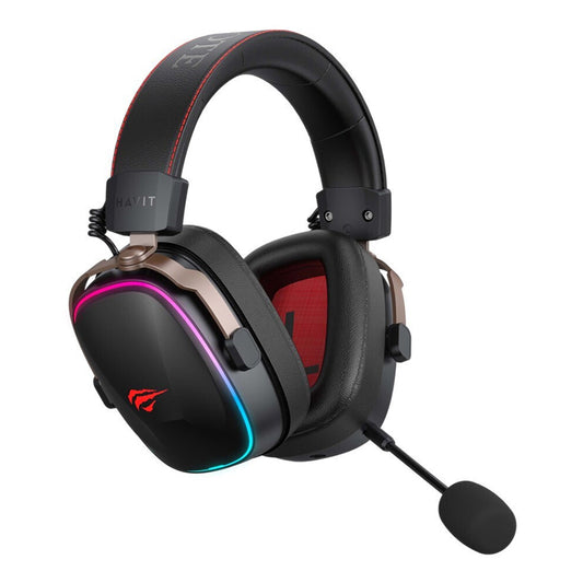 Cuffie Gaming Wireless HAVIT H2039BG, RGB, BT / Wi-Fi / Cablate, Nere Ocra