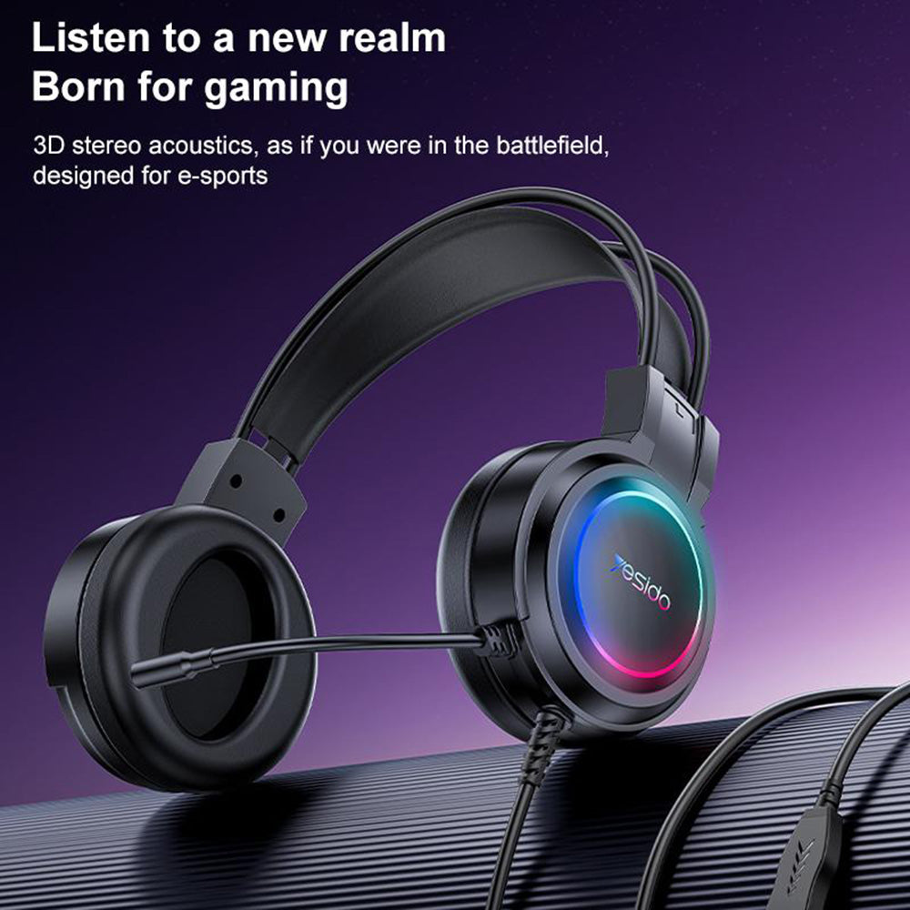 Gaming-Headset USB Yesido EK05, RGB, 1,2m, Schwarz