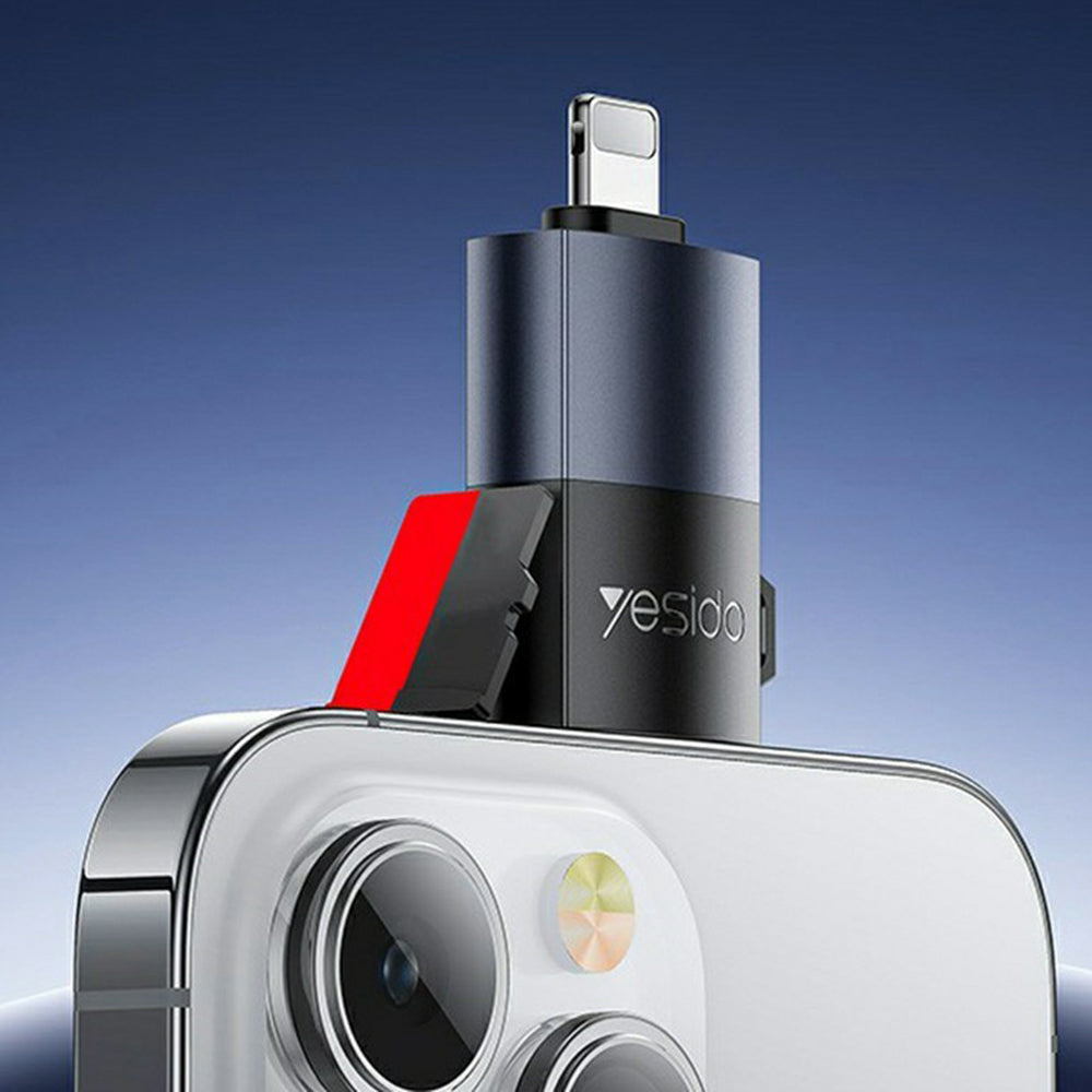 Lettore di schede Lightning Yesido GS38, microSD, Grigio, Ricondizionato
