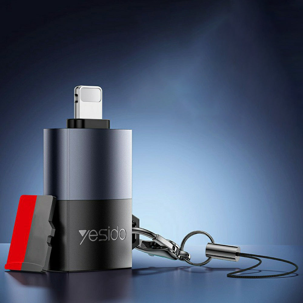 Lettore di schede Lightning Yesido GS38, microSD, Grigio, Ricondizionato