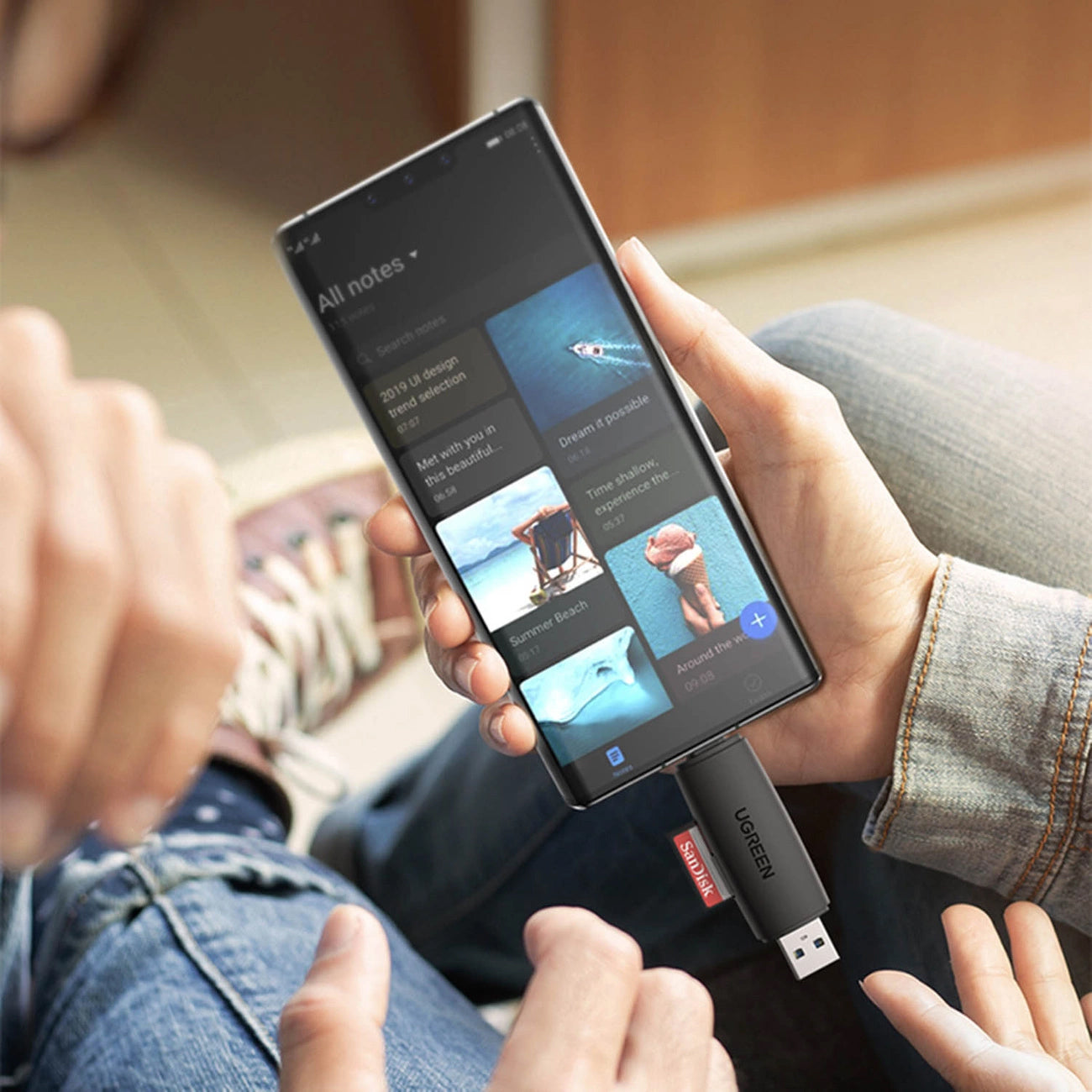 USB / USB-C Kartenleser UGREEN CM304, SD - microSD, Schwarz