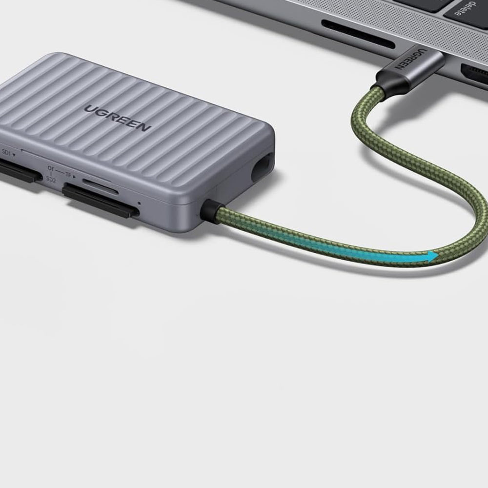 USB-C Kartenleser mit Organizer UGREEN 55886, 2 x SD - microSD, Grau